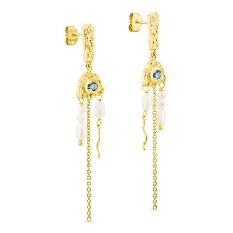 tummansininen kristalli korvarenkaat  kullattu messinki - Eliné