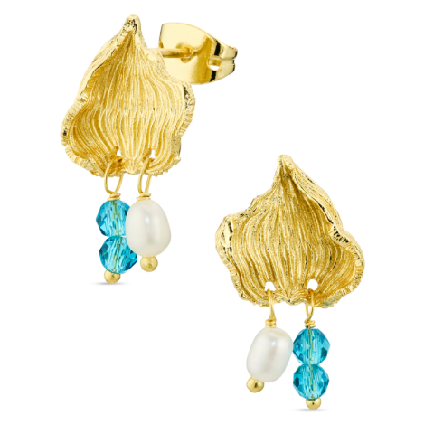 sininen kristalli korvarenkaat  kullattu messinki - Eliné