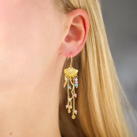 pitkät sininen ketjukorvakorut  kullattu messinki - Eliné