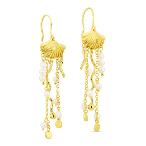 pitkät helmi ketjukorvakorut  kullattu messinki - Eliné