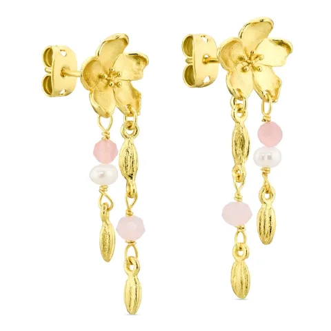 roosa ketjukorvakorut  kullattu messinki - Eliné