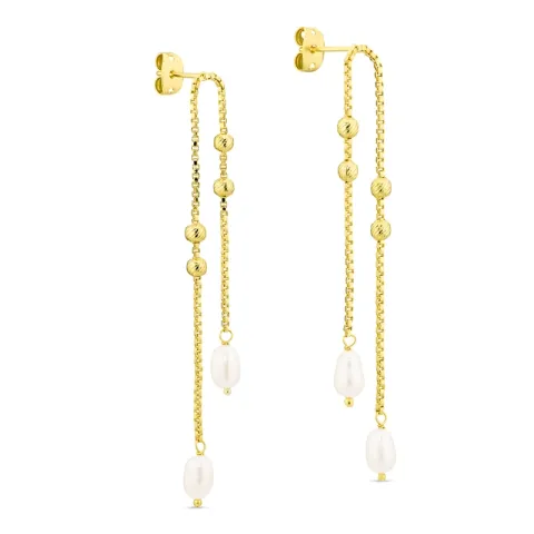 pitkät helmi ketjukorvakorut  kullattu messinki - Eliné