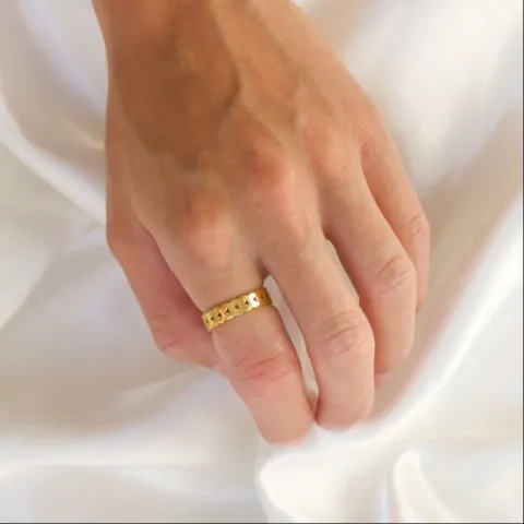 vedenkestävät lehti sormus kullattu teräs - OCEANA