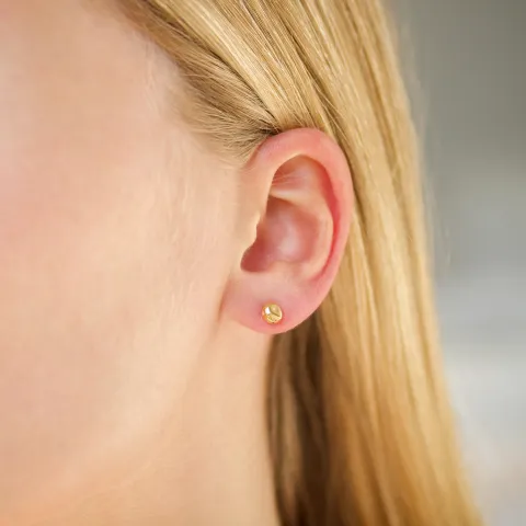 5 mm vedenkestävät nappikorvakorut  kullattu teräs - OCEANA