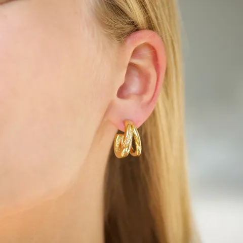 vedenkestävät rengaskorvakorut  kullattu teräs - OCEANA