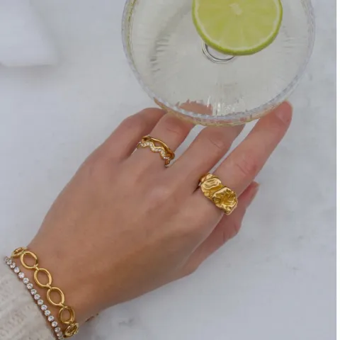 vedenkestävät sormus kullattu teräs - OCEANA