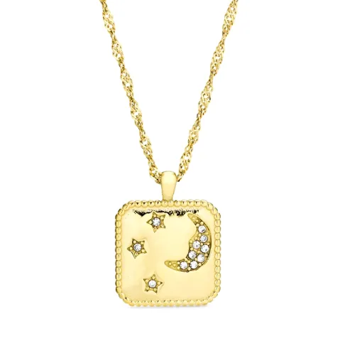 vedenkestävät kuu ja tähti kaulaketju kullattu teräs - OCEANA