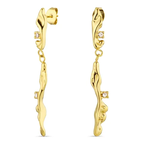 vedenkestävät zirkoni korvarenkaat  kullattu teräs - OCEANA