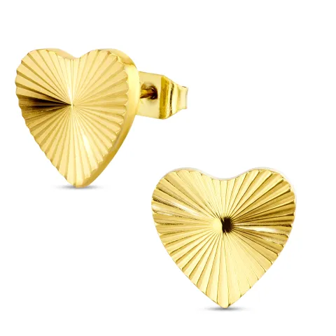 vedenkestävät sydän korvarenkaat  kullattu teräs - OCEANA