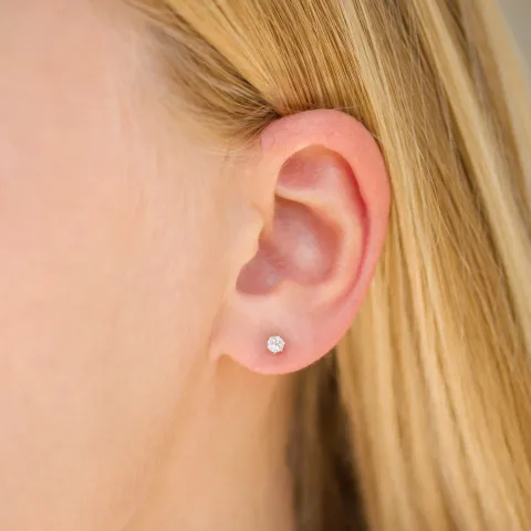 3 mm vedenkestävät zirkoni nappikorvakorut  kullattu teräs - OCEANA