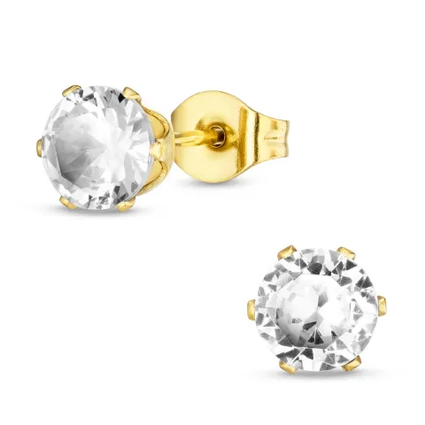 6 mm vedenkestävät nappikorvakorut  kullattu teräs - OCEANA