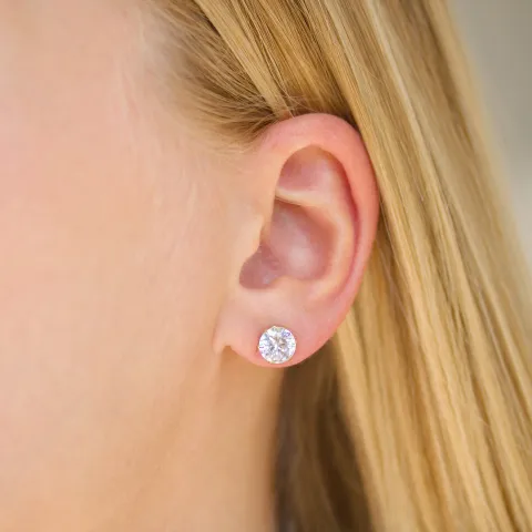 7 mm vedenkestävät zirkoni nappikorvakorut  kullattu teräs - OCEANA