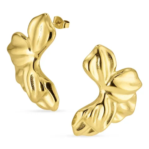 vedenkestävät kukka korvarenkaat  kullattu teräs - OCEANA