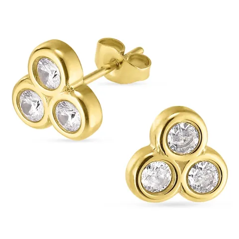 vedenkestävät zirkoni nappikorvakorut  kullattu teräs - OCEANA