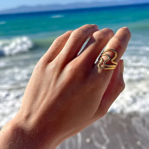 vedenkestävät säädettävissä sormus kullattu teräs - OCEANA