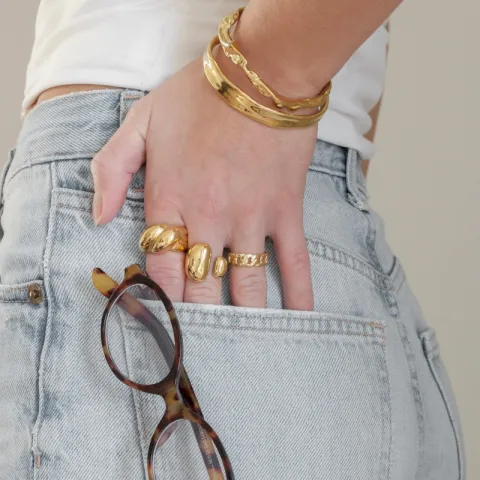 vedenkestävät sormus kullattu teräs - OCEANA