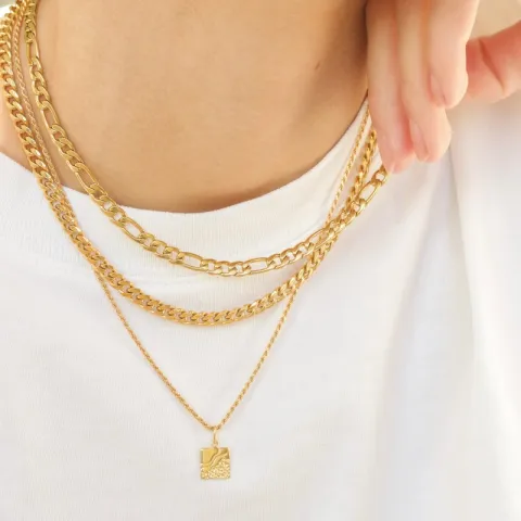 vedenkestävät panssarikaulaketju kullattu teräs 50 cm x 6 mm  - OCEANA