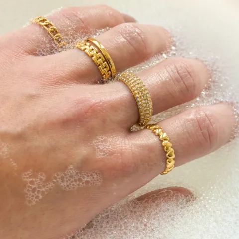 vedenkestävät säädettävissä sormus kullattu teräs - OCEANA