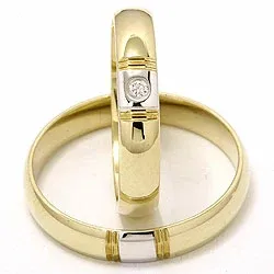 Vihkisormusta 14 karaatin kulta ja valkokultaa 1 x 0,025 ct - setit