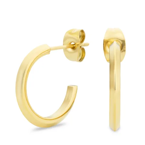 17 mm vedenkestävät rengaskorvakorut  kullattu teräs - OCEANA