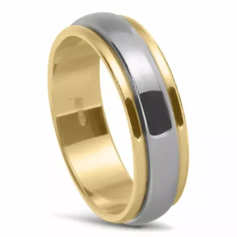 Erityinen kaksivärinen vihkisormus 14 karaatin kulta ja valkokultaa