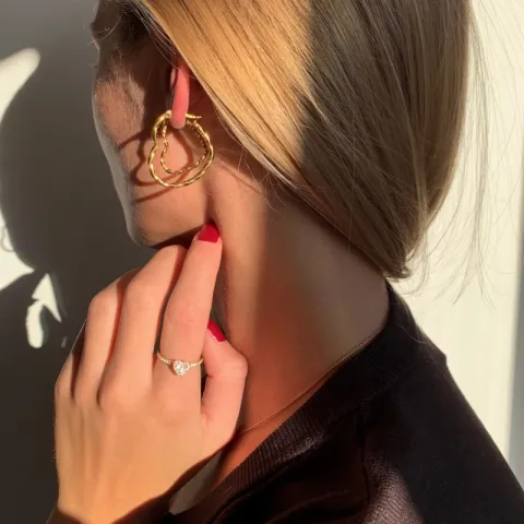 vedenkestävät sydän rengas  kullattu teräs - OCEANA