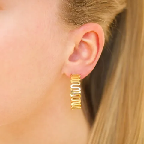 vedenkestävät rengaskorvakorut  kullattu teräs - OCEANA