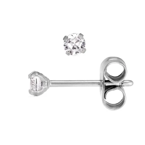 3 mm vedenkestävät zirkoni solitaire-nappikorvakorut  teräs - OCEANA