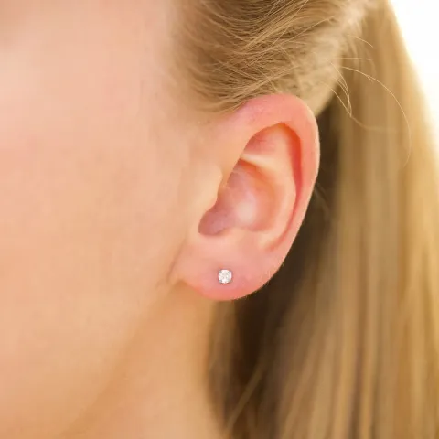 3 mm vedenkestävät zirkoni solitaire-nappikorvakorut  teräs - OCEANA