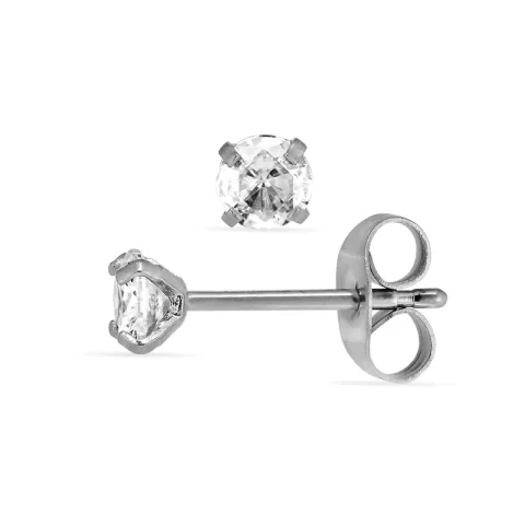 4 mm vedenkestävät zirkoni solitaire-nappikorvakorut  teräs - OCEANA