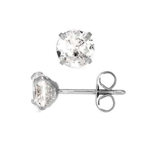 6 mm vedenkestävät solitaire-nappikorvakorut  teräs - OCEANA