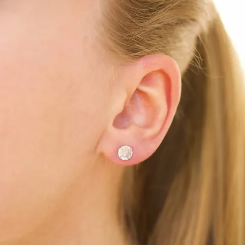 6 mm vedenkestävät solitaire-nappikorvakorut  teräs - OCEANA
