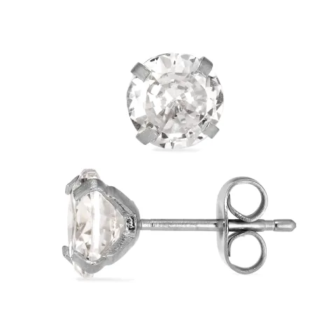 7 mm vedenkestävät solitaire-nappikorvakorut  teräs - OCEANA