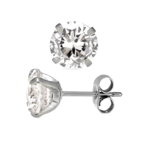 8 mm vedenkestävät solitaire-nappikorvakorut  teräs - OCEANA