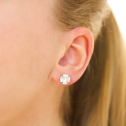 8 mm vedenkestävät solitaire-nappikorvakorut  teräs - OCEANA