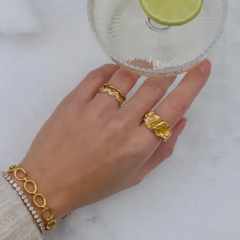 vedenkestävät rannekoru kullattu teräs 16 + 5 cm x 9,5 mm  - OCEANA