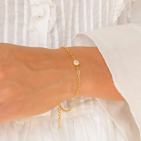 vedenkestävät zirkoni rannekoru kullattu teräs - OCEANA