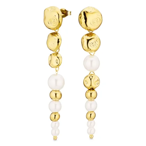 vedenkestävät pitkät korvarenkaat  kullattu teräs - OCEANA