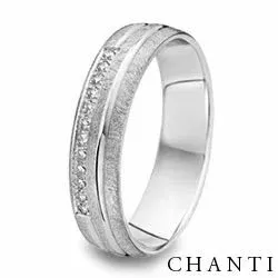 Karhea ja kiiltävä briljantti vihkisormus 14 karaatin valkokultaa 0,096 ct