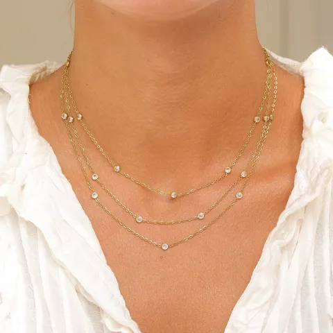 vedenkestävät zirkoni kaulaketju kullattu teräs - OCEANA