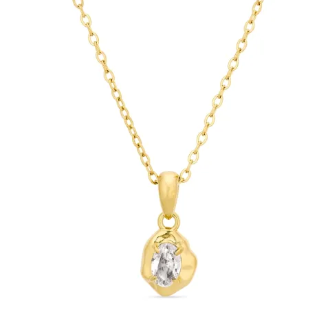 vedenkestävät zirkoni kaulaketju kullattu teräs - OCEANA