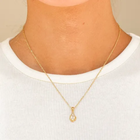 vedenkestävät zirkoni kaulaketju kullattu teräs - OCEANA