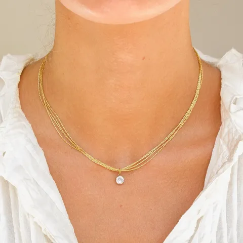 vedenkestävät zirkoni kaulaketju kullattu teräs - OCEANA