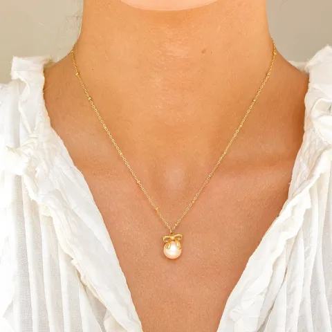 vedenkestävät helmi kaulaketju kullattu teräs - OCEANA