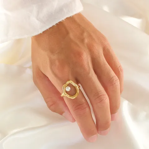 vedenkestävät helmi sormus kullattu teräs - OCEANA