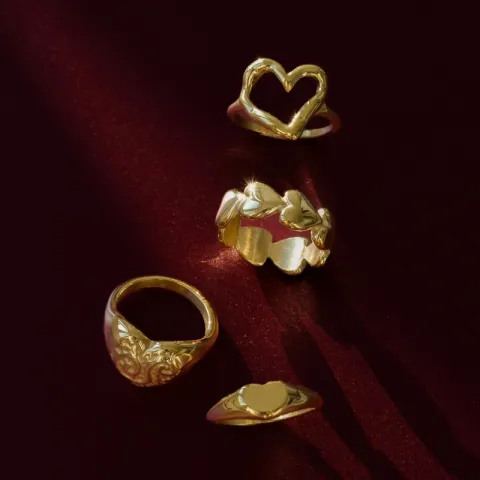 vedenkestävät sydän sormus kullattu teräs - OCEANA