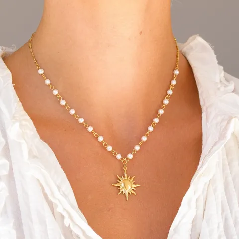 vedenkestävät aurinko helmi kaulaketju kullattu teräs - OCEANA