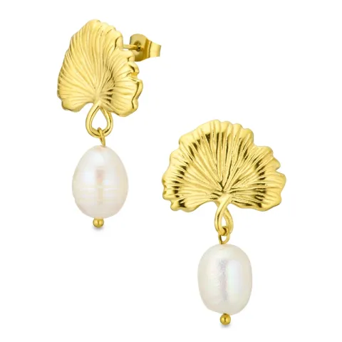 vedenkestävät helmi korvarenkaat  kullattu teräs - OCEANA