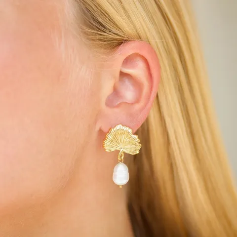 vedenkestävät helmi korvarenkaat  kullattu teräs - OCEANA