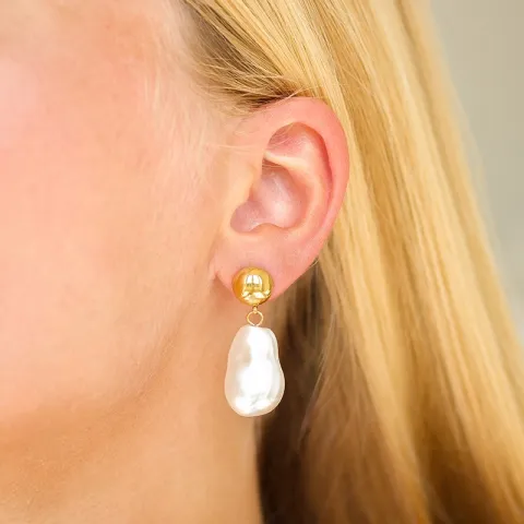 vedenkestävät helmi korvarenkaat  kullattu teräs - OCEANA